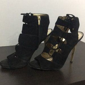 Sexy strapped heels with gold heel